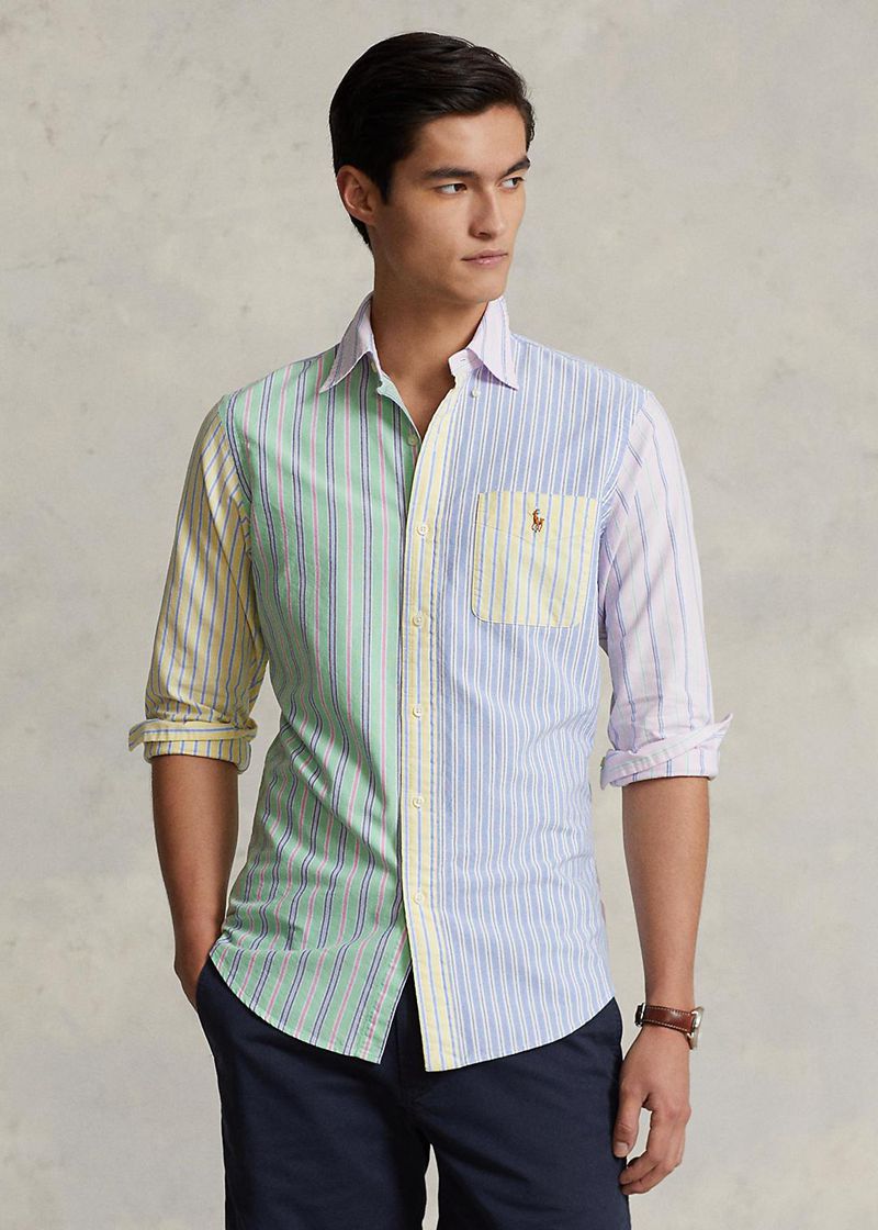 Koszula Polo Ralph Lauren Męska Kolorowe Custom Fit W Paski Oxford Fun 694573-XWI